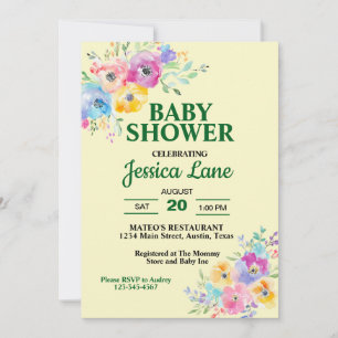 Pastel Wildflowers Baby Shower Invitation