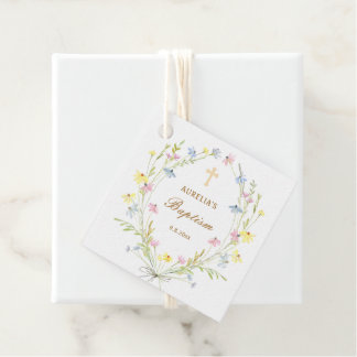Pastel Wildflowers Baptism Favour Tags