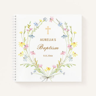 Pastel Wildflowers Baptism Guest Book