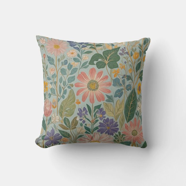 Pastel Wildflowers Cushion (Front)
