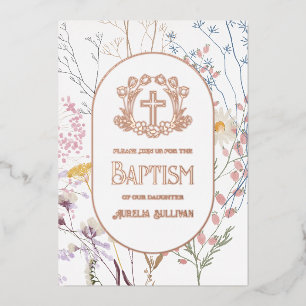 Pastel Wildflowers Floral Cross Baptism