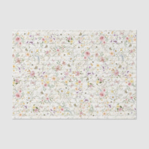 Pastel Wildflowers Handwriting Script Decoupage Tissue Paper