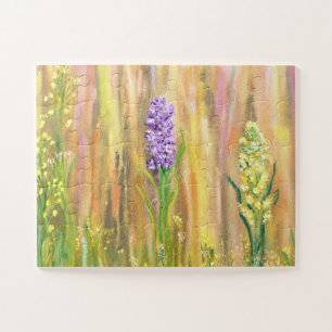 Pastel Wildflowers in a Golden Meadow Jigsaw Puzzle