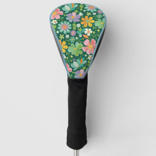 Pastel Wildflowers In Pink Purple Orange And Green Golf Head Cover