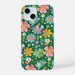 Pastel Wildflowers In Pink Purple Orange And Green iPhone 15 Case