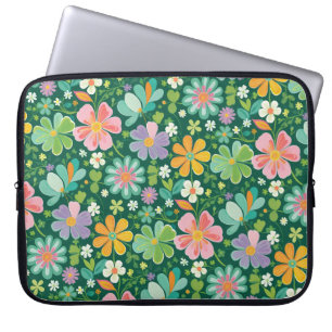 Pastel Wildflowers In Pink Purple Orange And Green Laptop Sleeve