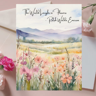 Pastel Wildflowers Laugh in Flowers Watercolor Holiday Postcard