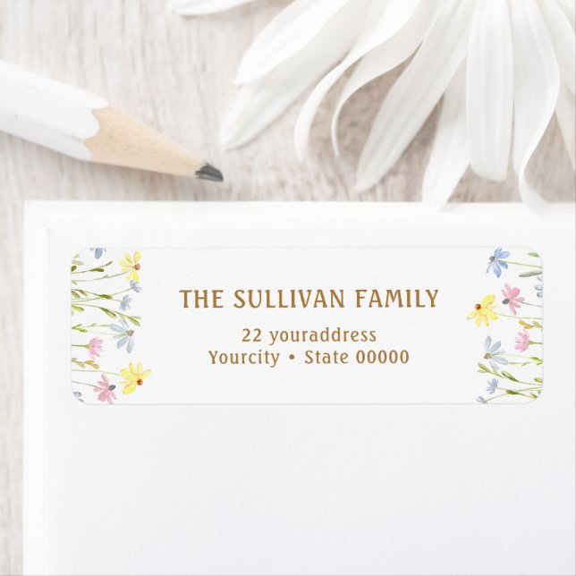 Pastel wildflowers return address label (Insitu)