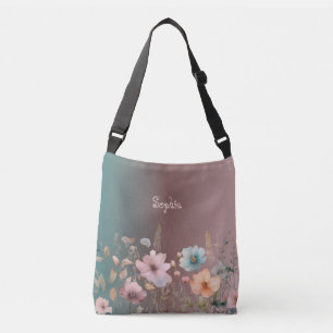 Pastel Wildflowers Spring Personalise Gradient Crossbody Bag