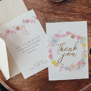 Pastel Winter Wonderland Baby Shower Thank You Card