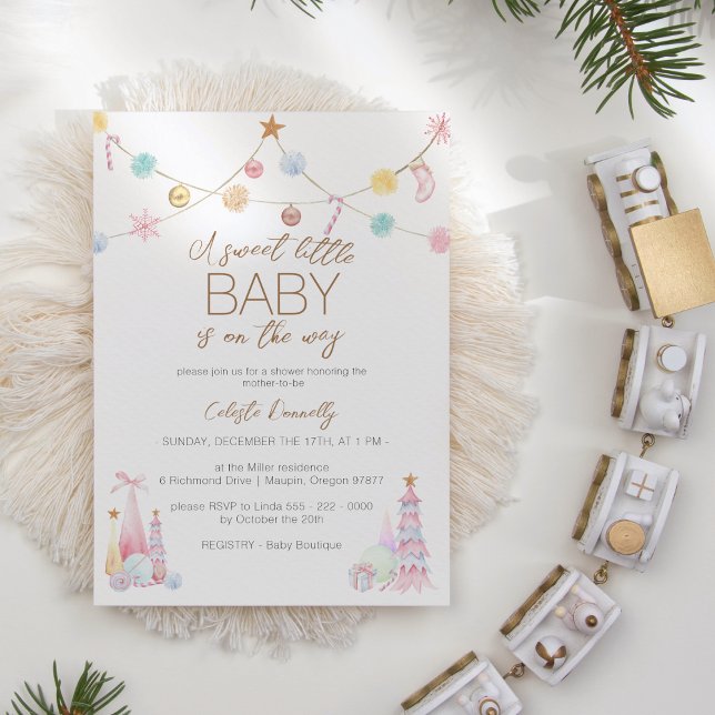 Pastel Winter Wonderland Sweet Little Baby Shower Invitation (Creator Uploaded)