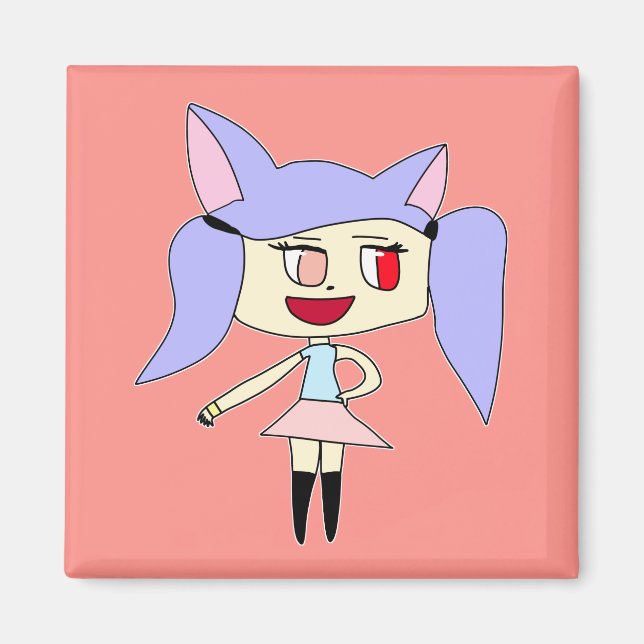Pastel Wolf Girl Magnet (Front)