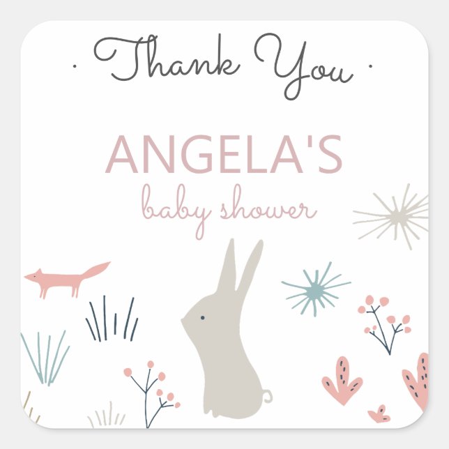 Pastel Woodland | Baby Shower Sticker (Front)