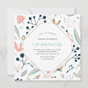 Pastel Woodland   Birthday Invitation