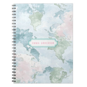Pastel World Map Notebook