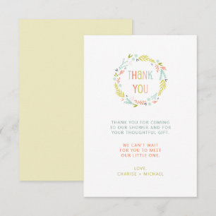 Pastel Wreath baby shower thank you note Card
