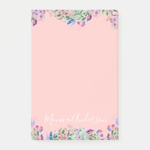 Pastel Wreath - Light Pink Personalised Post-it Notes