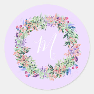 Pastel Wreath - Light Purple Classic Round Sticker
