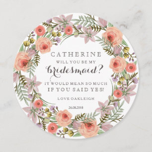 Pastel Wreath Will You Be My Bridesmaid Invitation