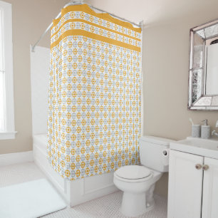 Pastel Yellow And Grey Squares Shower Curtain