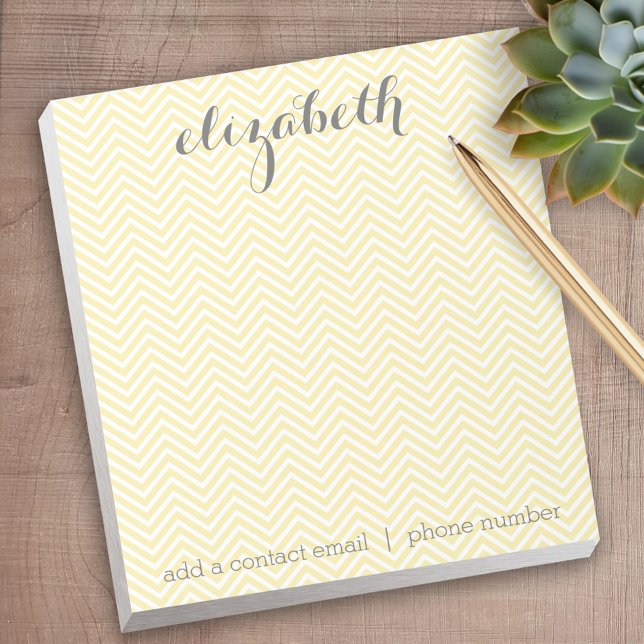 Pastel Yellow and Grey Stationery Suite for Women Notepad (Personalized notepad - great for a gift or your home office)