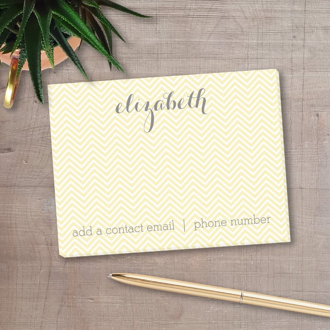Pastel Yellow and Grey Stationery Suite for Women Post-it Notes (Personalized post-it notes with a monogram and contact information - low quantity available)