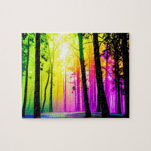 Pastel Yellow and Pink Enchanted Forest Jigsaw Puzzle (Horizontal)
