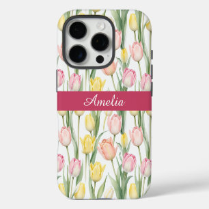 Pastel Yellow and Pink Tulips iPhone 16 Pro Case