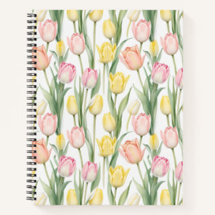 Pastel Yellow and Pink Tulips Notebook