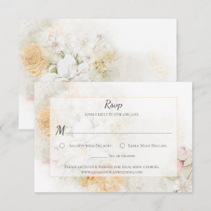 Pastel Yellow and Pink Watercolor Roses RSVP
