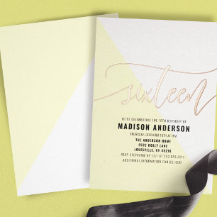 Pastel Yellow Colour Block Sweet 16 Birthday Party