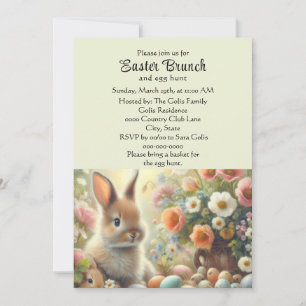 Pastel Yellow Easter Brunch with Bunny Invitation