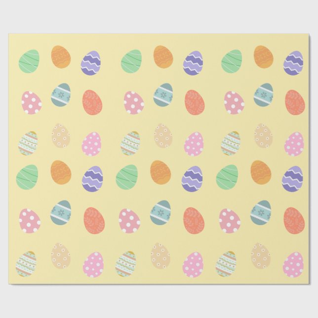 Pastel Yellow Easter Delight with Easter Eggs Wrapping Paper (Flat)