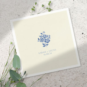 Pastel Yellow Floral Monogrammed Wedding  Napkin