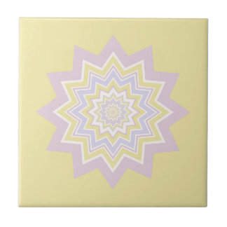 Pastel yellow geometric ceramic tile