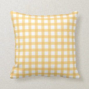 Pastel Yellow Gingham Check Pattern Cushion