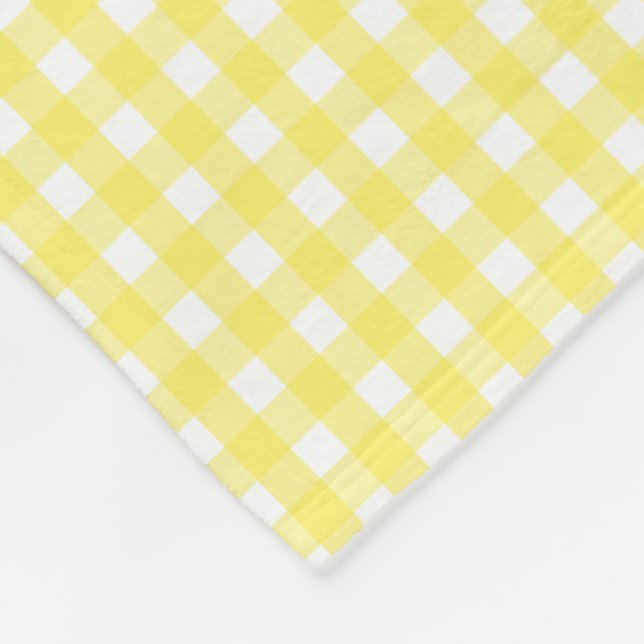 Pastel Yellow Gingham Pattern Fleece Blanket (Corner)