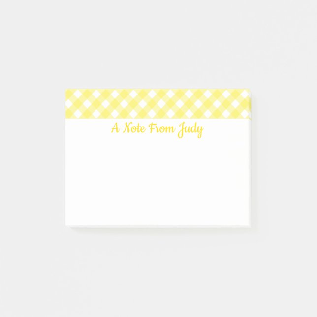 Pastel Yellow Gingham Pattern Post-it Notes (Front)