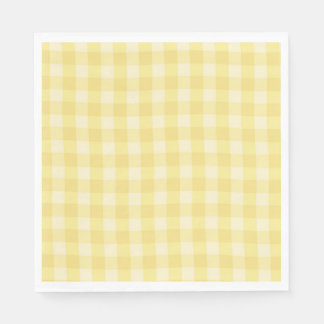 Pastel Yellow Gingham Print Plaid Napkin