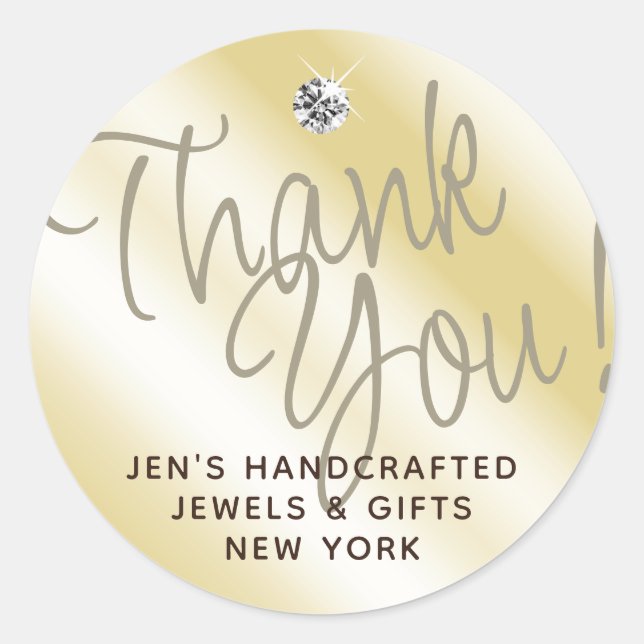 Pastel Yellow Gold Shimmery Sparkle Thank Youd Classic Round Sticker (Front)