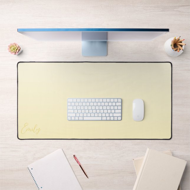 Pastel Yellow Gradient Calligraphy Personalised Desk Mat (Office 1)