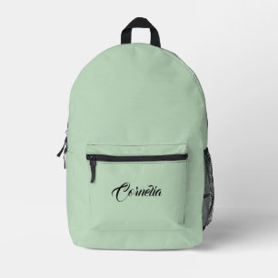 Pastel Yellow Green Black Personalised Name Printed Backpack