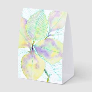 Pastel Yellow Green Watercolor Botanical Leaves