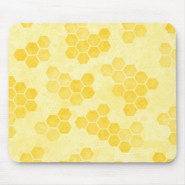 Pastel Yellow Honeycomb Pattern Mouse Pad (Front)