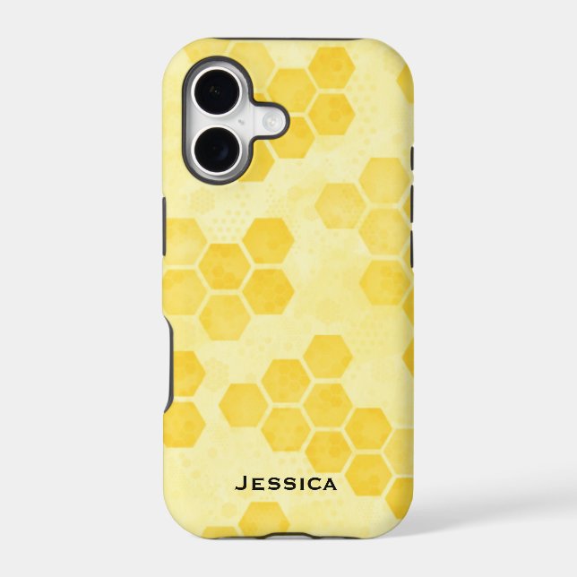 Pastel Yellow Honeycomb Pattern Personalised (Back)
