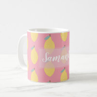 Pastel Yellow Lemons Pattern on Pink Personalised