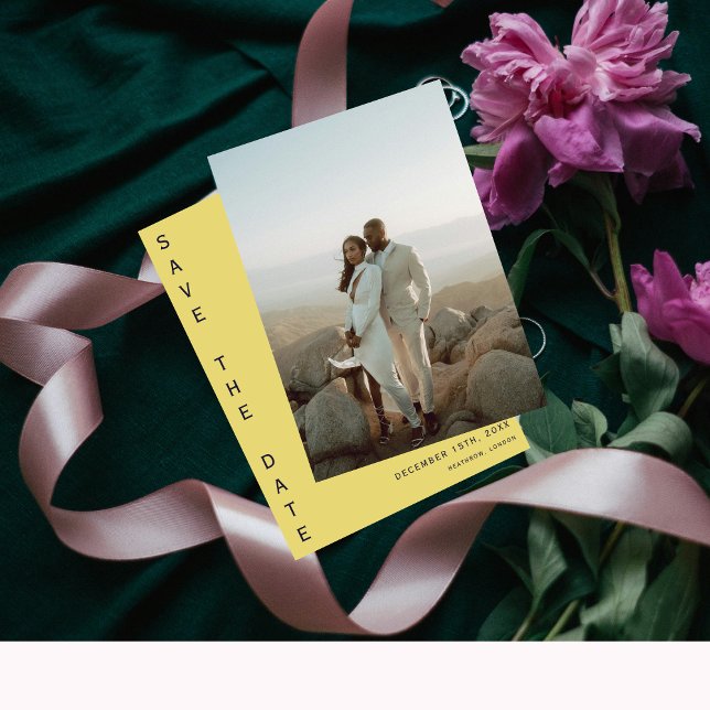 Pastel Yellow Minimal Plain Modern Wedding Invitation (Creator Uploaded)