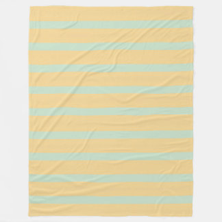 Pastel Yellow Mint Green Striped Retro Pattern Fleece Blanket