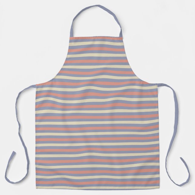 Pastel yellow, orange and blue stripes apron (Front)