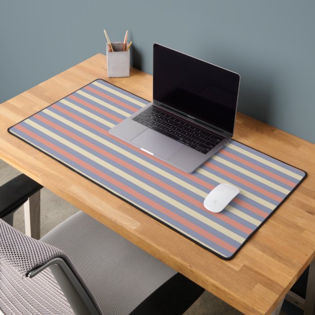 Pastel yellow, orange and blue stripes desk mat (Office 2)